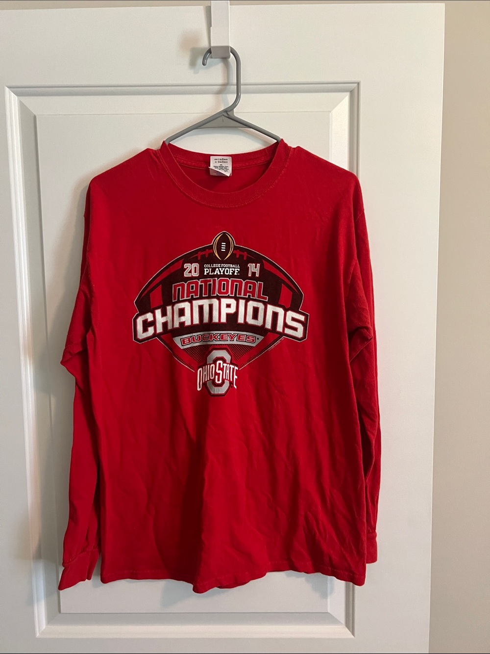 Gildan Red Long Sleeve Ohio State National Champions Tee